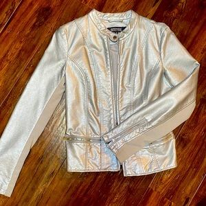 Silver Kenneth Cole PU Leather Jacket - M